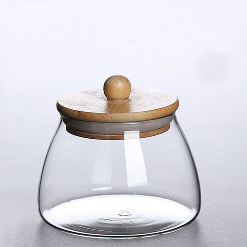Large Capacity Wooden Lid Glass Sealed Jar, Kitchen Storage Food Container for Tea, Candy, Coffee, Herbs & Mason Jars