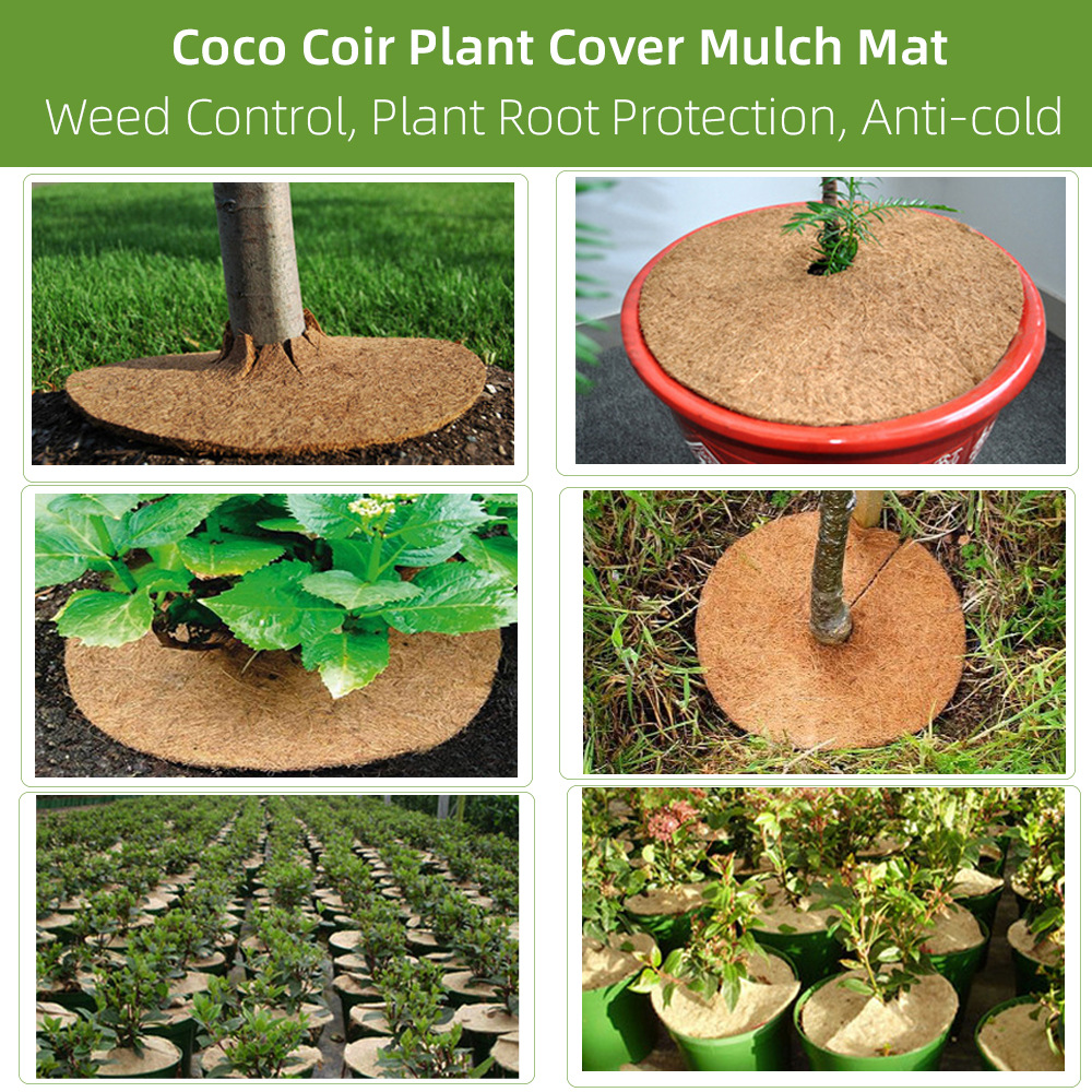 Natural Coconut Fiber Tree Mulch Mat Cover Protector Flower Pot Disc Pad Weed Control Moisture Rete 3