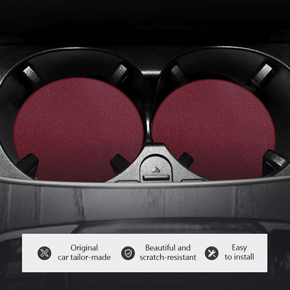 Car Cup Holder Coasters Set NonSlip Luxury Leatherette Universal Coaster Pads For Car Drink Holders