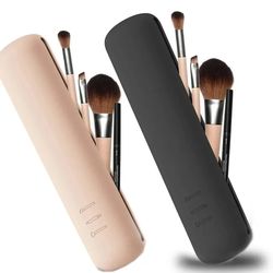 portable waterproof travel makeup brush holder silicone cosmetic brushes bag & makeup sponge case, durable cosmetic tool