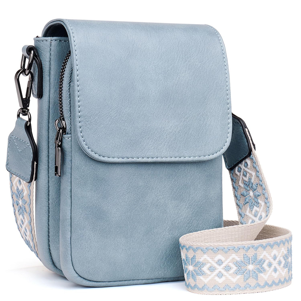 Vintage Womens Shoulder Crossbody Bag with Adjustable Wide Strap, Multi-Zipper Compartments Wallet Phone Pouch