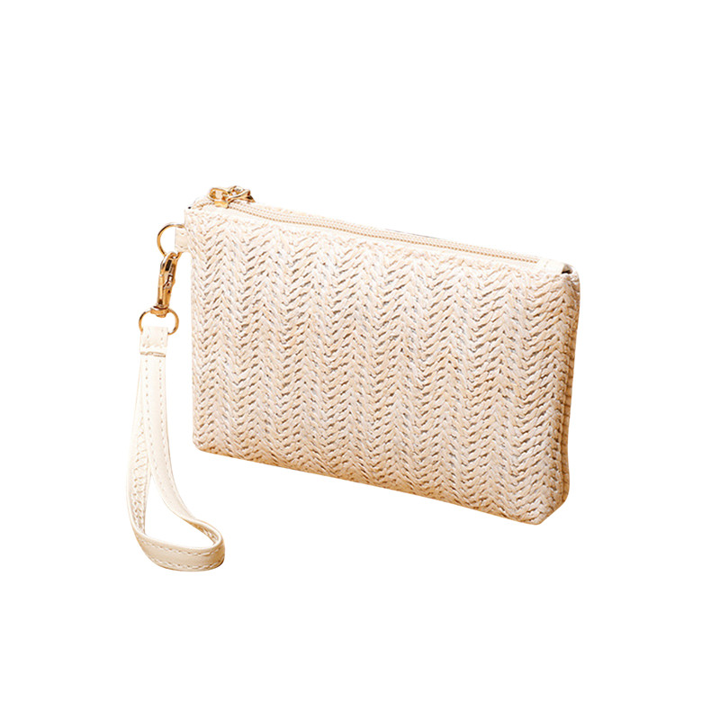 Women's Woven Bag Wristlet Clutch, Medium Long Day Wallet with Mobile Phone Slot, Fashion Card Holder, Coin Pouch