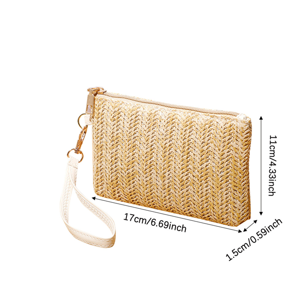 Women's Woven Bag Wristlet Clutch, Medium Long Day Wallet with Mobile Phone Slot, Fashion Card Holder, Coin Pouch