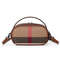 Aidranis Brown Checkered Round Crossbody Bag for Women, Crafted from Canvas Cowhide Material for Lasting Style