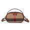 Aidranis Brown Checkered Round Crossbody Bag for Women, Crafted from Canvas Cowhide Material for Lasting Style