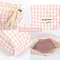 Large Capacity Plaid Cosmetic Pouch Womens Travel Storage Bag Pink Canvas Clutch For Casual Use Org 3