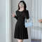 Elegant Korean Style Maternity Dress, A-Line Pleated Design Long Sleeve Lace Pregnant Dress for Women