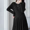 Elegant Korean Style Maternity Dress, A-Line Pleated Design Long Sleeve Lace Pregnant Dress for Women
