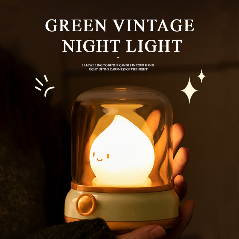 USB Rechargeable Kerosene LED Night Light Cute Flameless Candle Light With Two Modes Dimmable Campi 1