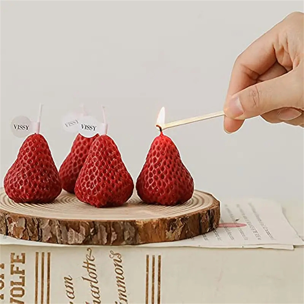 Strawberry Shaped Soy Wax Candles Set Fruit Aroma Smokeless Candles For Meditation Mood Boosting We 1