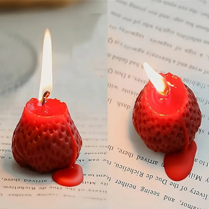 Strawberry Shaped Soy Wax Candles Set Fruit Aroma Smokeless Candles For Meditation Mood Boosting We 0