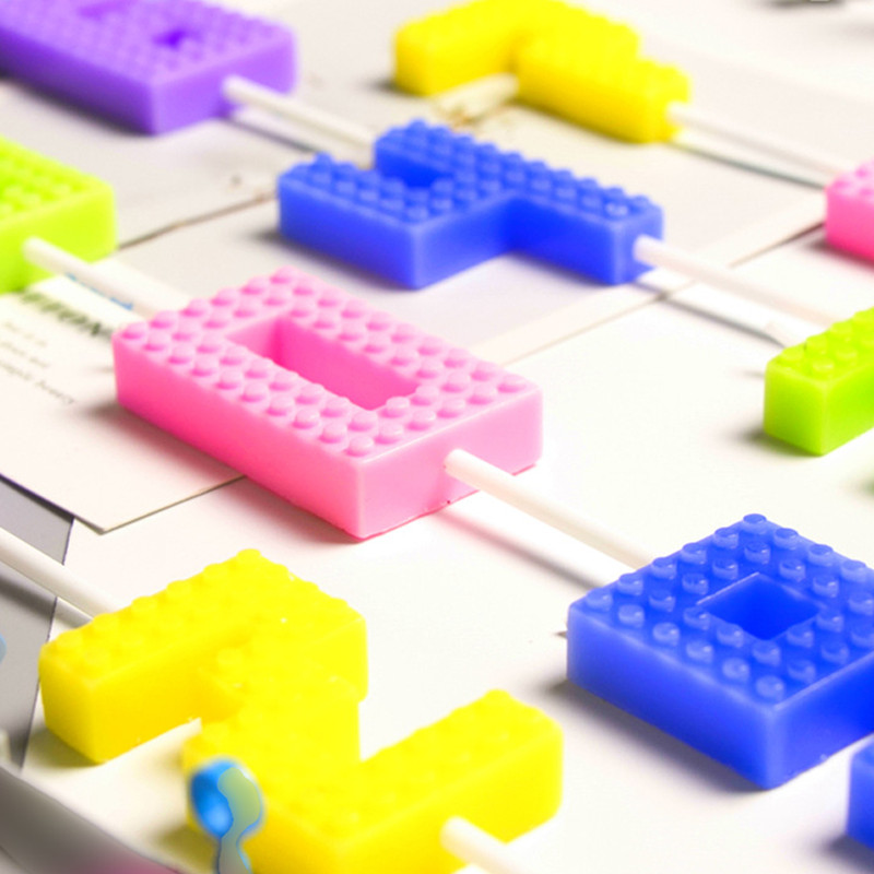 Gradient Colorful Pixel Block Digital Candle Number Cake & Cupcake Topper for Birthday Party Dessert Table Dress Up