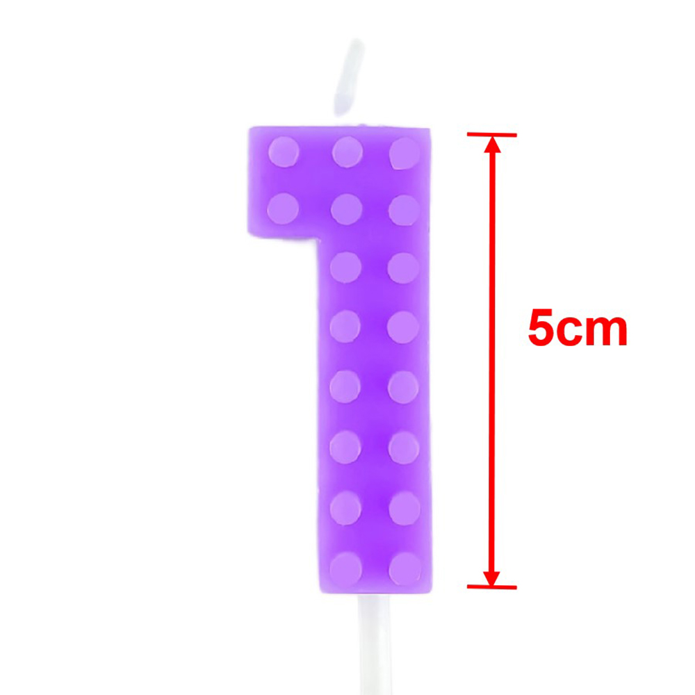 Gradient Colorful Pixel Block Digital Candle Number Cake & Cupcake Topper for Birthday Party Dessert Table Dress Up