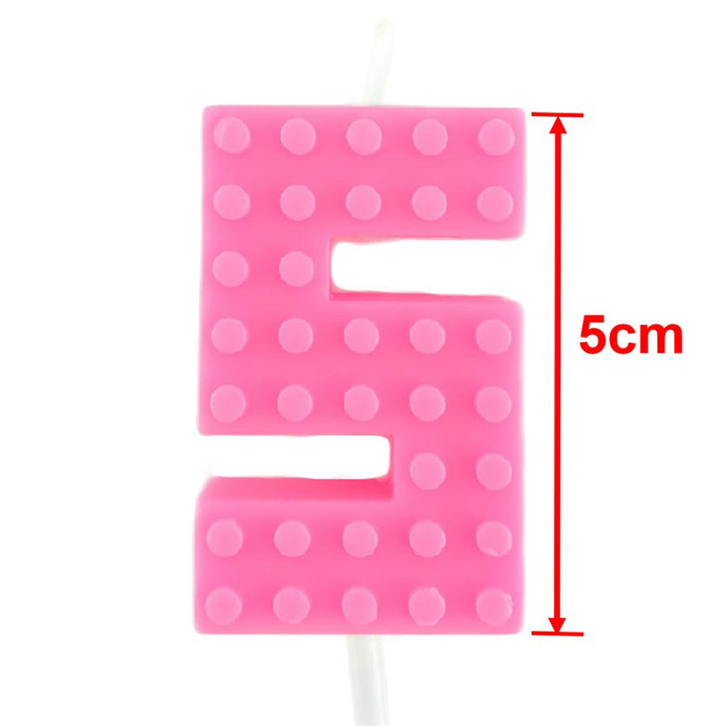 Gradient Colorful Pixel Block Digital Candle Number Cake & Cupcake Topper for Birthday Party Dessert Table Dress Up