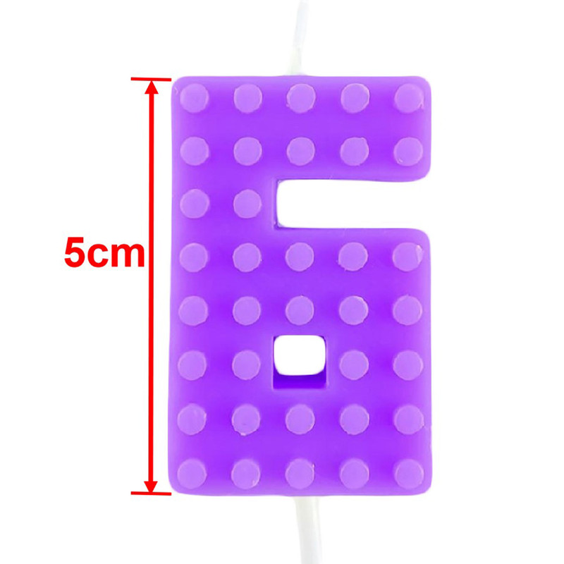 Gradient Colorful Pixel Block Digital Candle Number Cake & Cupcake Topper for Birthday Party Dessert Table Dress Up