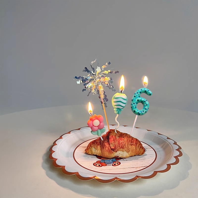 Digital Cake Candle Set For Green Theme Creative Birthday Cake Topper Decorative Green Party Cake C 2