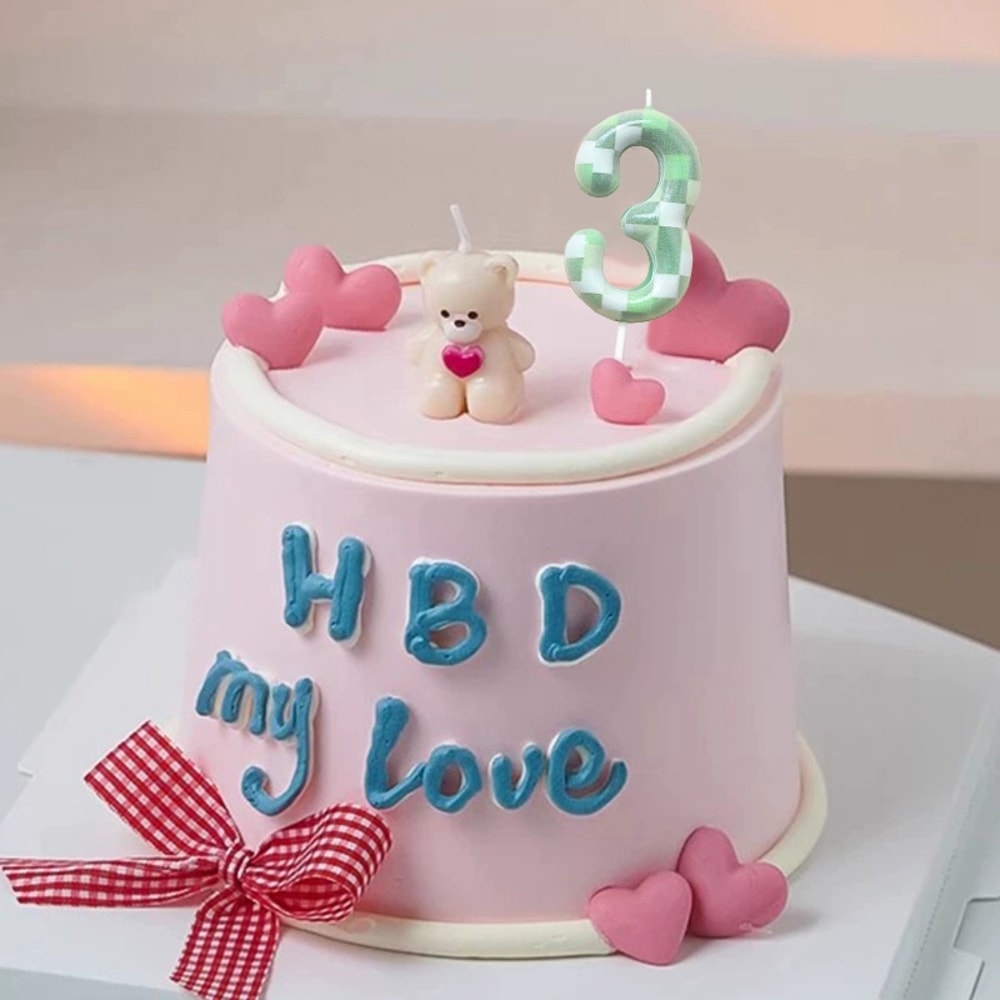 Digital Cake Candle Set For Green Theme Creative Birthday Cake Topper Decorative Green Party Cake C 4