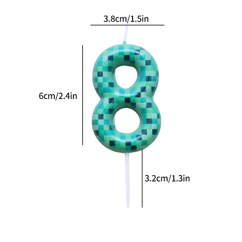 Digital Cake Candle Set For Green Theme Creative Birthday Cake Topper Decorative Green Party Cake C 7