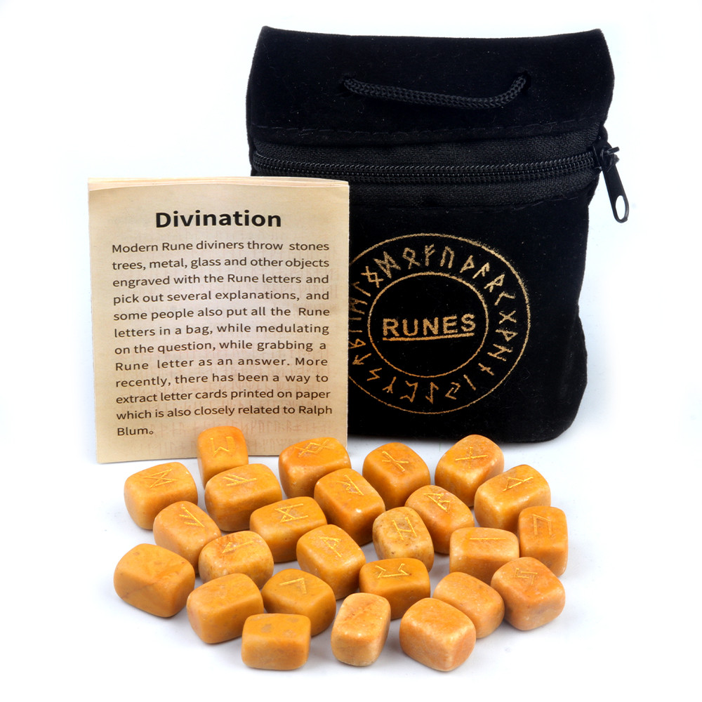 Rune Engraved Healing Stones, Natural Rune Stones Energy Stones for Divination, Fortune-telling & Spiritual Energy Work