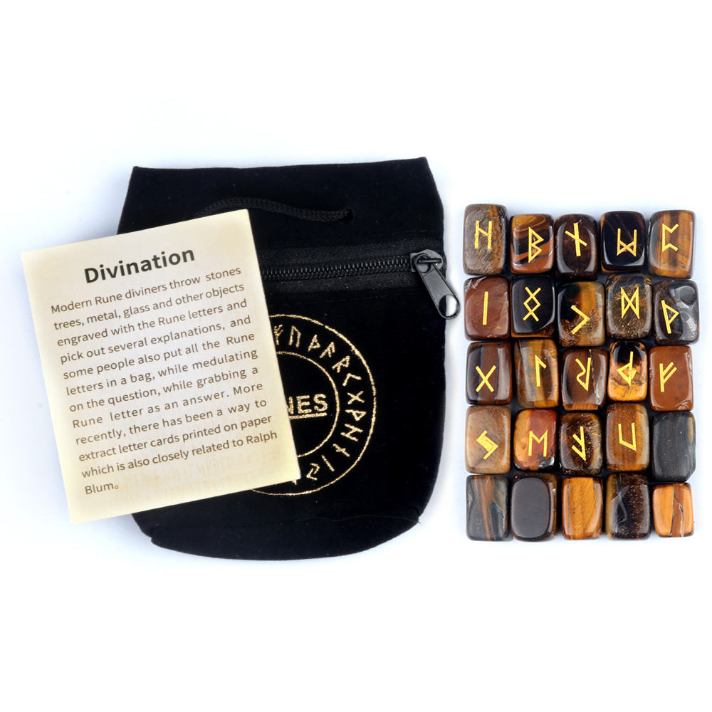 Rune Engraved Healing Stones, Natural Rune Stones Energy Stones for Divination, Fortune-telling & Spiritual Energy Work