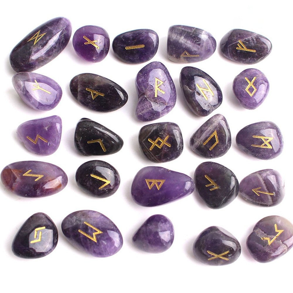 Natural Crystal Rune Stones Set Quartz Agate Crystal Stones For Reiki Healing Witchcraft Spiritual  1