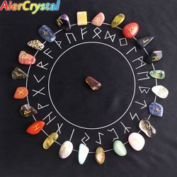 natural crystal rune stones set quartz agate crystal stones for reiki healing, witchcraft, spiritual energy & rune