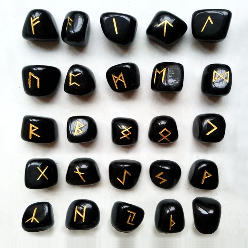 Natural Crystal Rune Stones Set Quartz Agate Crystal Stones For Reiki Healing Witchcraft Spiritual  5
