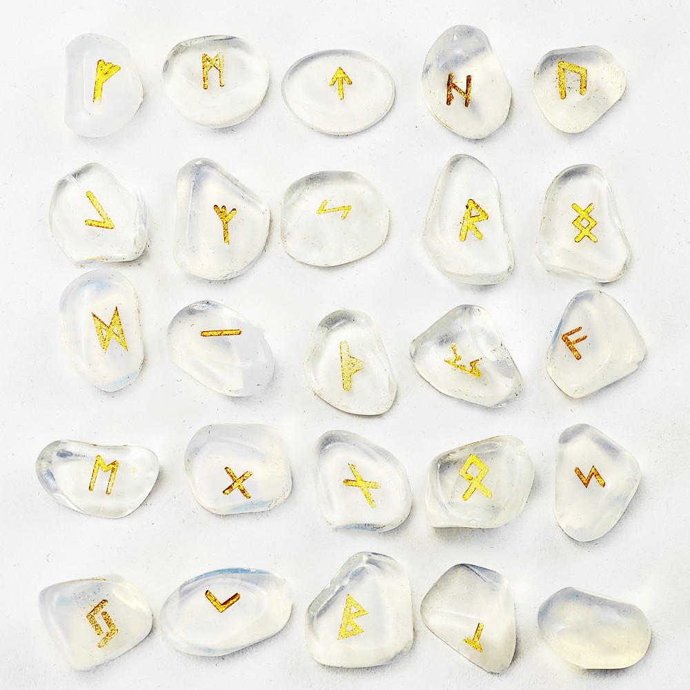 Natural Crystal Rune Stones Set Quartz Agate Crystal Stones For Reiki Healing Witchcraft Spiritual  6