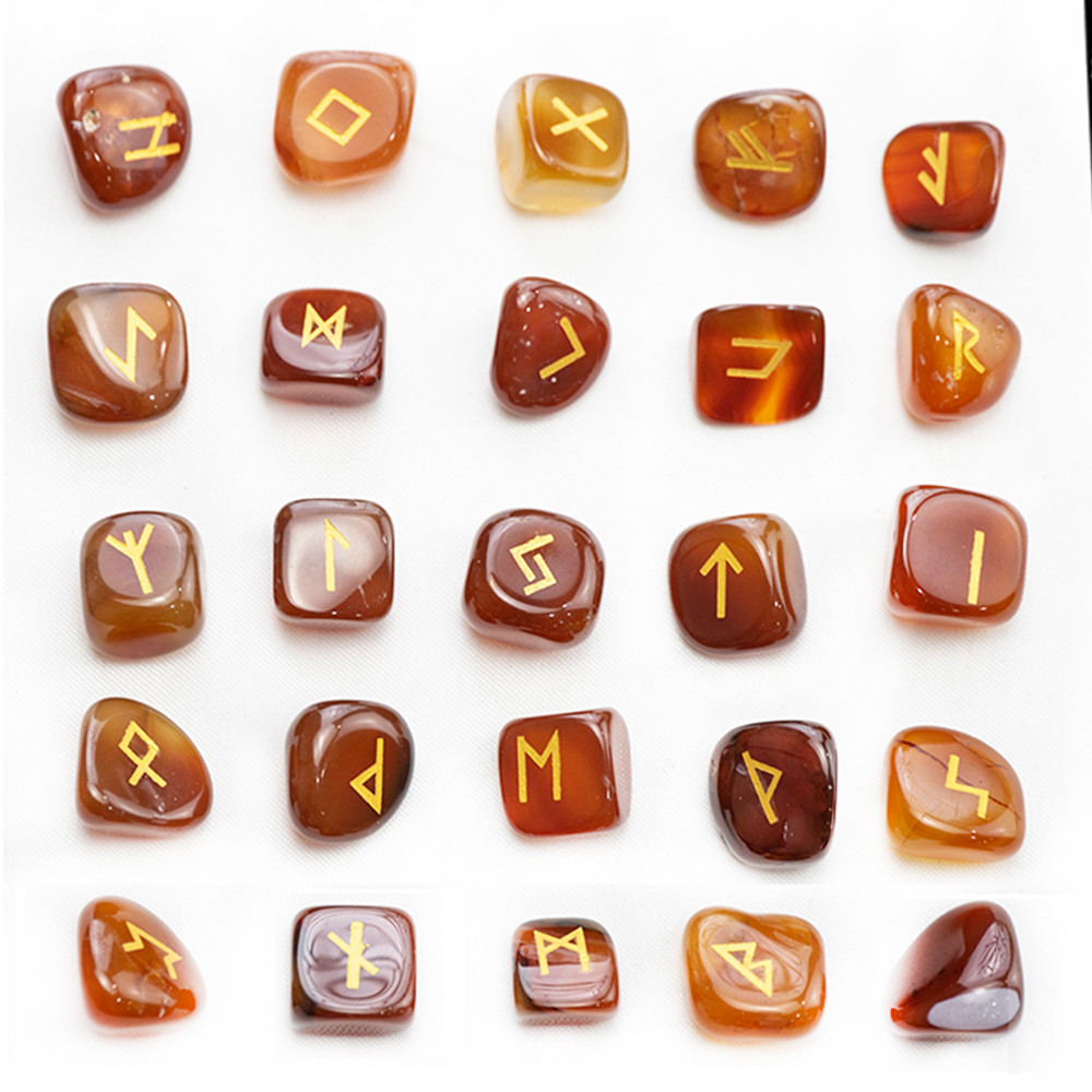 Natural Crystal Rune Stones Set Quartz Agate Crystal Stones For Reiki Healing Witchcraft Spiritual  10