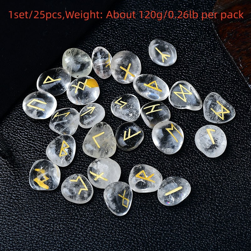 Clear Quartz Crystal Runes Stones Natural Agate Divination Rune Set For Fortunetelling Reiki Healin 5