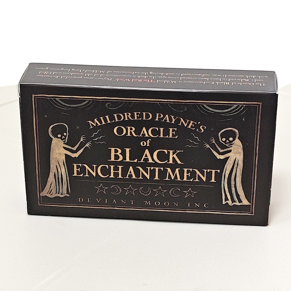 Oracle of Black Enchantment by Mildred Payne, Black Line Imagery Woodblock Oracle Cards Divination & Tarot Deck
