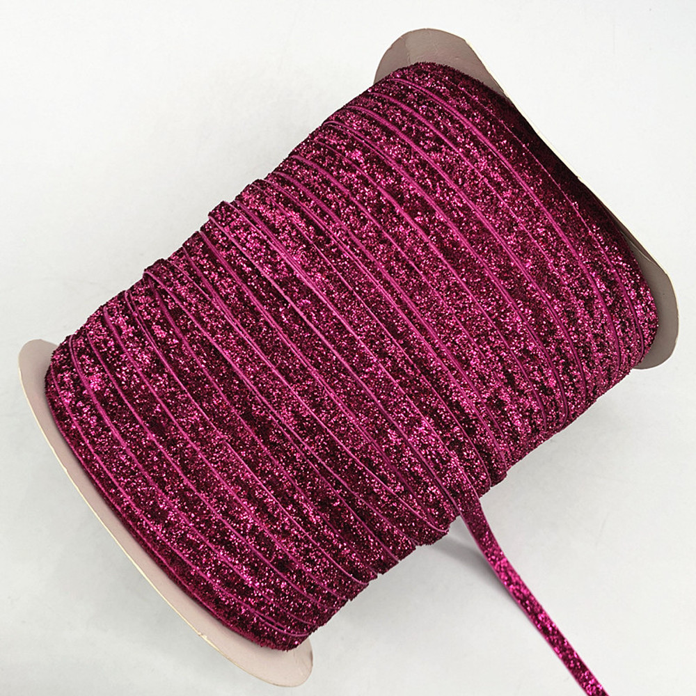 Velvet Ribbon Glitter Single Face Ribbon Bow No Elastic Headband Clips Decoration 17