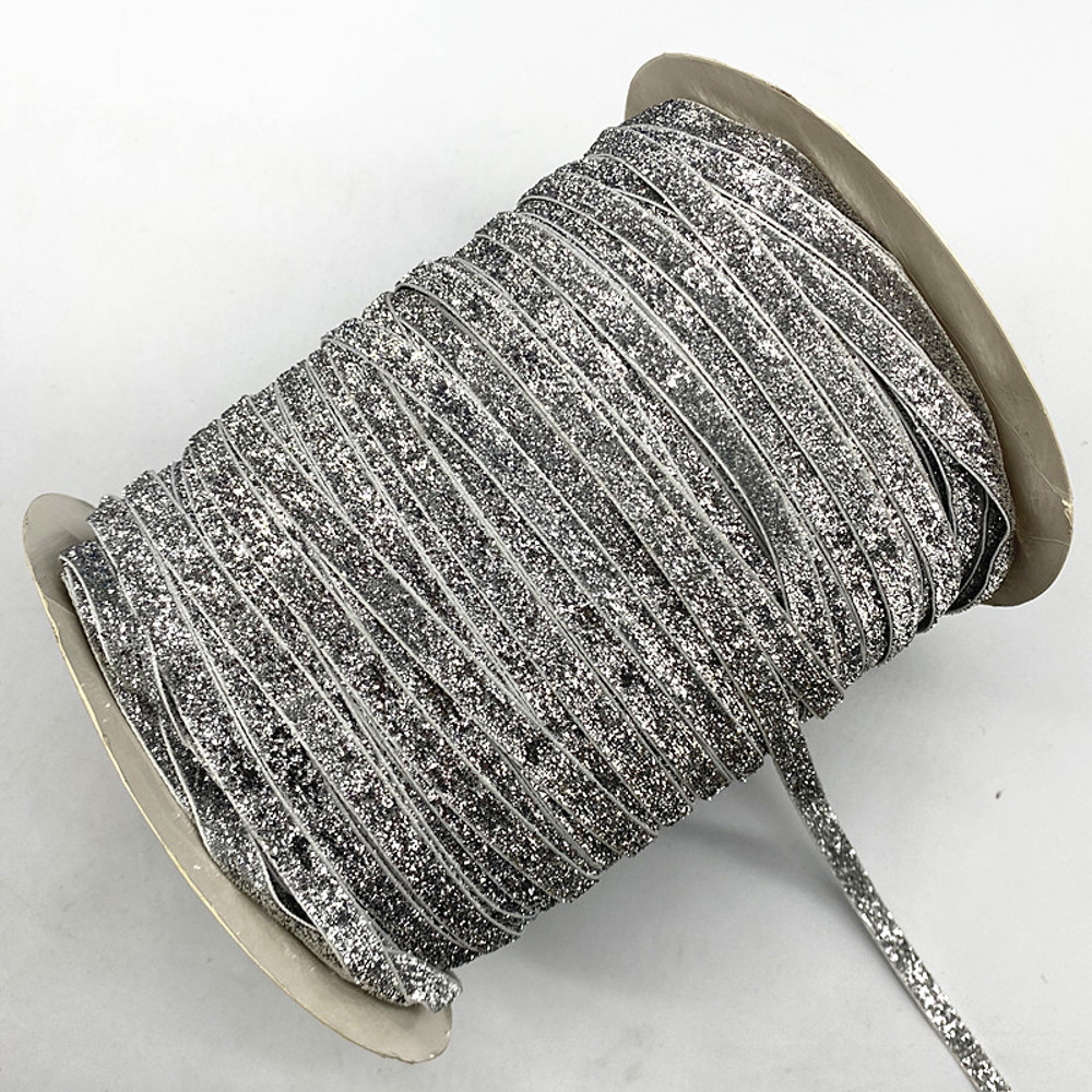 Velvet Ribbon Glitter Single Face Ribbon Bow No Elastic Headband Clips Decoration 20