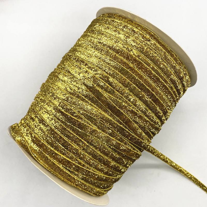 Velvet Ribbon Glitter Single Face Ribbon Bow No Elastic Headband Clips Decoration 25