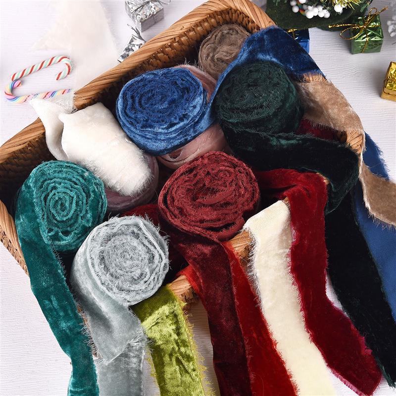 Frayed Edge Velvet Suede Cloth Ribbon Handmade For Wedding Invitation Wrapping Bouquets Birthday Pa 0