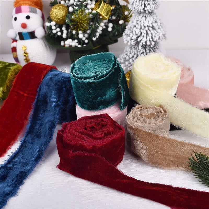 Frayed Edge Velvet Suede Cloth Ribbon Handmade For Wedding Invitation Wrapping Bouquets Birthday Pa 2