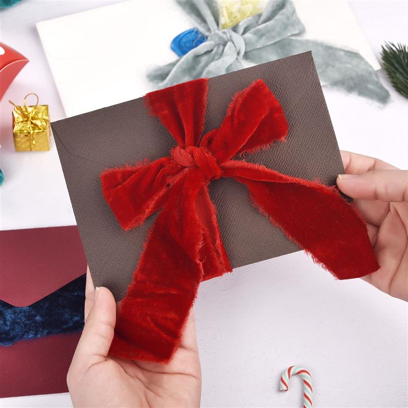 Frayed Edge Velvet Suede Cloth Ribbon Handmade For Wedding Invitation Wrapping Bouquets Birthday Pa 1