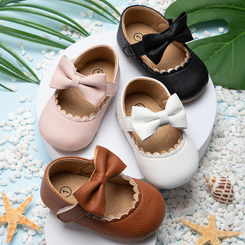 Infant Toddler Mary Janes Baby Casual Shoes With Bowknot Nonslip Rubber SoftSole PU First Walker Sh 1