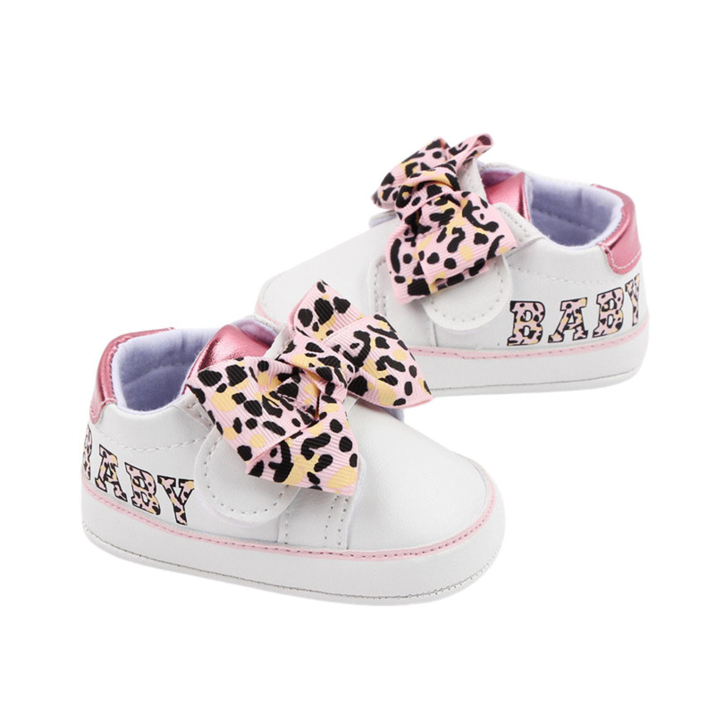 Citgeett Baby Girl Autumn Sneaker with Bow, Leopard Print Flats for First Walkers & Casual Daily Outfits