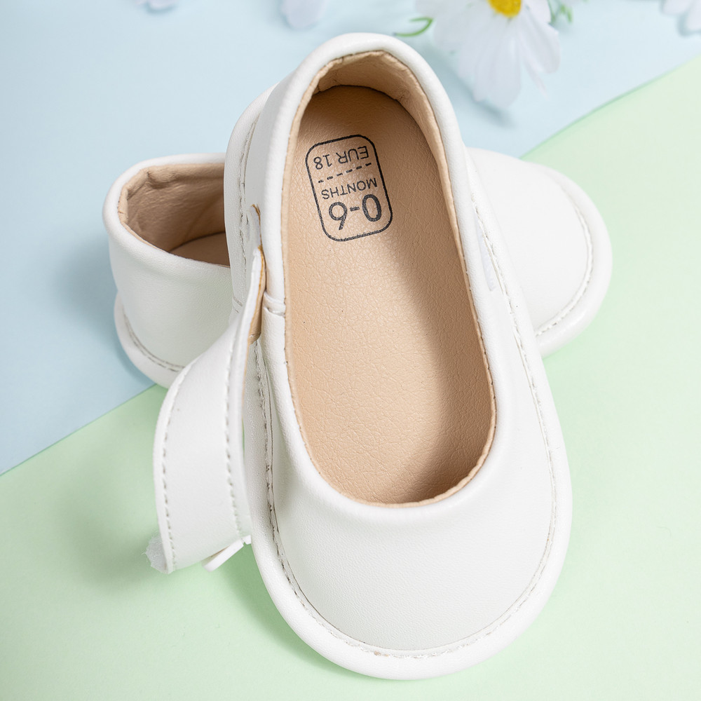 Infant Girls Black Leather Baby Shoes, Non-Slip First Walker Crib Shoes, Princess Dress Shoes, Ballet Flats