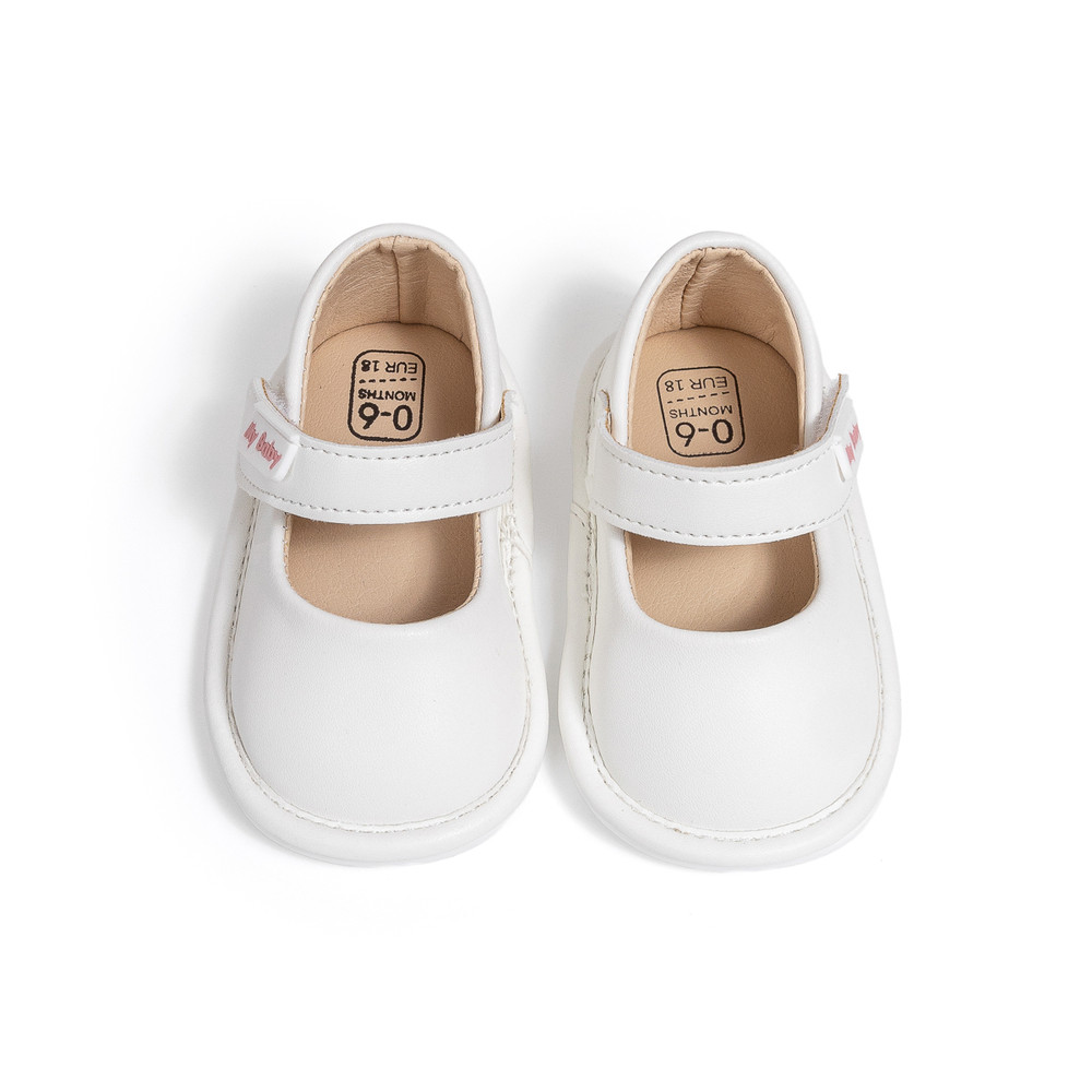 Infant Girls Black Leather Baby Shoes, Non-Slip First Walker Crib Shoes, Princess Dress Shoes, Ballet Flats