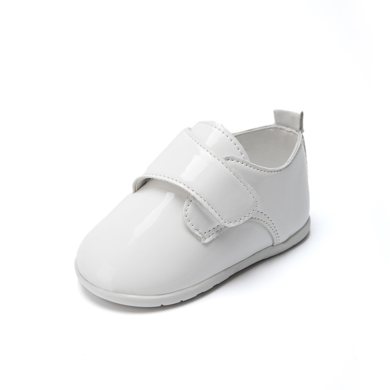 Matte Leather Baby Shoes, Toddler First Walkers with Rubber Soft-Sole & Anti-Slip Flat Infant Mirror Shoes