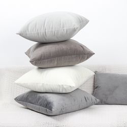 soft velvet gray cushion cover, skin-friendly pillowcase for modern sofa, living room decoration throw pillow cover, fun
