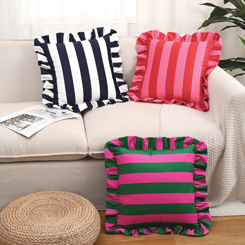 Striped Lace Velvet Pillowcase Soft Cushion Covers Luxury Cozy Pillowcases For Couch Bedroom Living 3