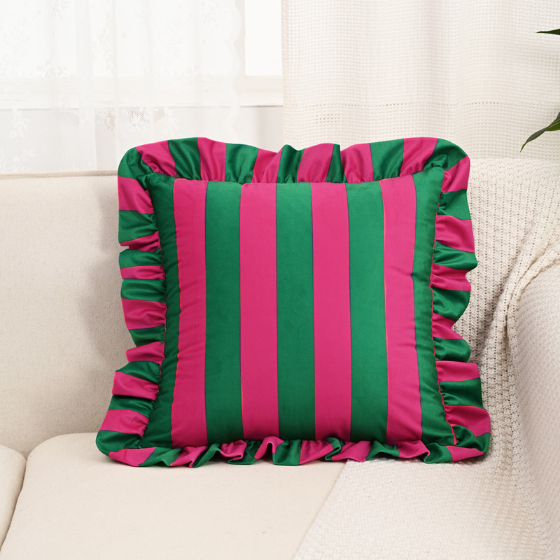 Striped Lace Velvet Pillowcase Soft Cushion Covers Luxury Cozy Pillowcases For Couch Bedroom Living 7