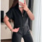 2025 Trendy Cropped Jacket for Women, Short Sleeve Varsity Jacket, Casual Zipper Outerwear, Holiday and Casual Womens