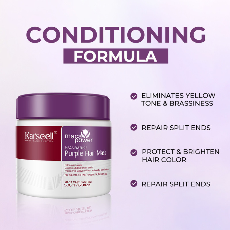 Karseell Purple Hair Mask Professional, Anti-Brass Hair Toner for Blonde, Silver, Gray & Highlighted Hair Treatment