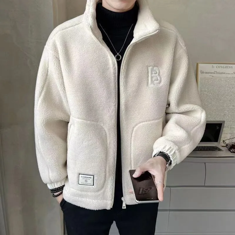 Men's Winter Coat, Fleece Lined Thickened Cotton Overcoat, Loose Fit Hooded Jacket for Warmth