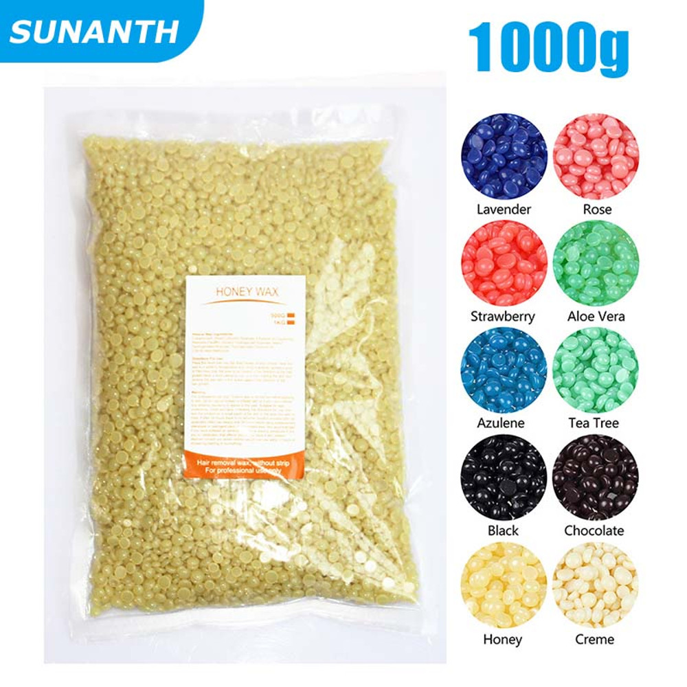 Professional Hard Wax Beans for Hair Removal, 1000g Bulk Bag, All Skin Types, Low Temperature Waxing Beads for Full Body