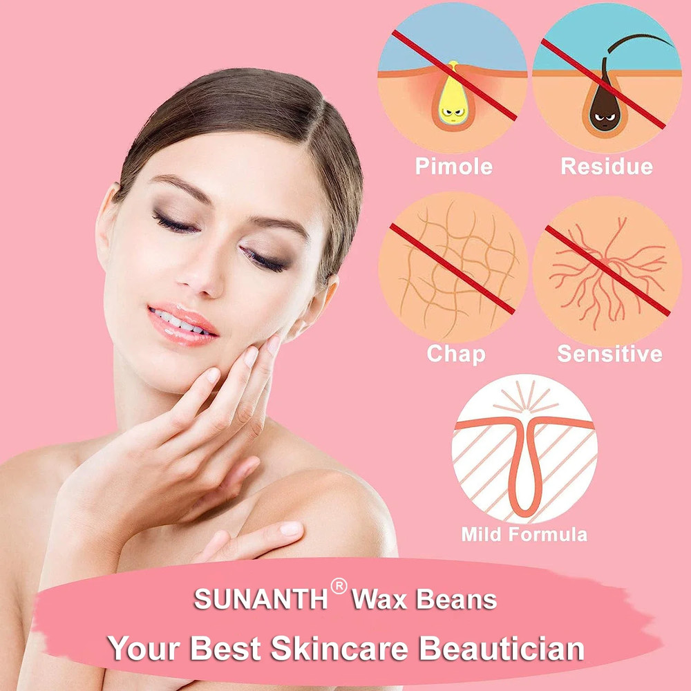 Professional Hard Wax Beans for Hair Removal, 1000g Bulk Bag, All Skin Types, Low Temperature Waxing Beads for Full Body